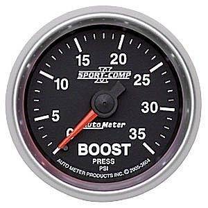 Autometer - Autometer 3604 2-1/16" Sport Comp II Series 35psi Mech Boost Gauge