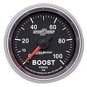 Autometer - Autometer 3606 Sport Comp II 2-1/16" 100 PSI Mechanical Boost Gauge