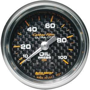 Autometer - Autometer 4721 0-100 PSI Oil Pressure Gauge in Carbon Fiber, 2 1/16"