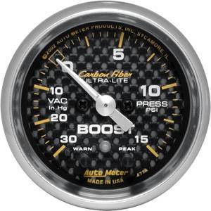 Autometer - Autometer 4776 Carbon Fiber 2-1/16" Vacuum/Boost Gauge