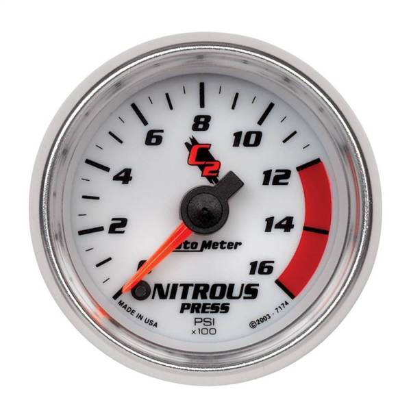 Autometer - Autometer 7174 C2 Series Nitrous Pressure 0-1600PSI 2-1/16in