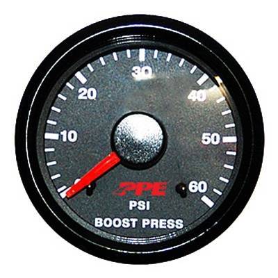 PPE - PPE 5160100 0-60 psi Boost Gauge - Black Face & Bezel, White Numbers