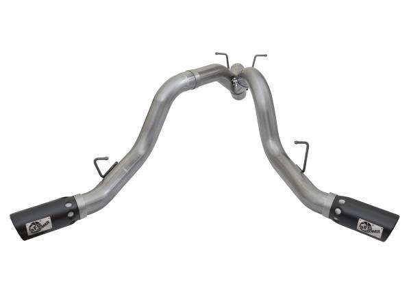 AFE - AFE Large Bore-HD 4" 409 Stainless Steel DPF-Back Dual Exhaust System W/Black Tips 17-19 L5P Duramax