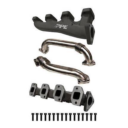 PPE - PPE 1161110 High Flow Exhaust Manifolds with Up-Pipes 01-04 LB7 Duramax