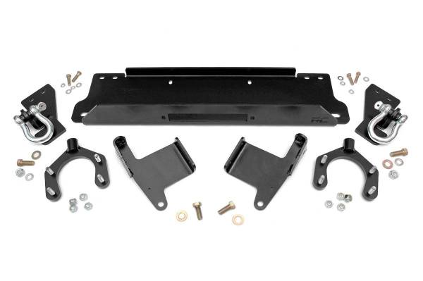 Rough Country - Jeep Winch Mounting Plate w/D-rings for Factory Bumper 07-18 Wrangler JK Rough Country