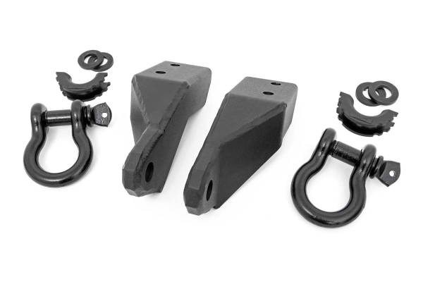 Rough Country - Toyota Tow Hook to Shackle Conversion Kit w/Bull Bar Support & Standard D-Rings 07-20 Tundra Rough Country