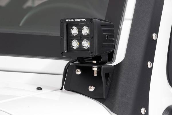 Rough Country - Jeep Lower Windshield Light Mounts 07-18 Wrangler JK For Rough Country 70903, 70903BL, 70804 Rough Country