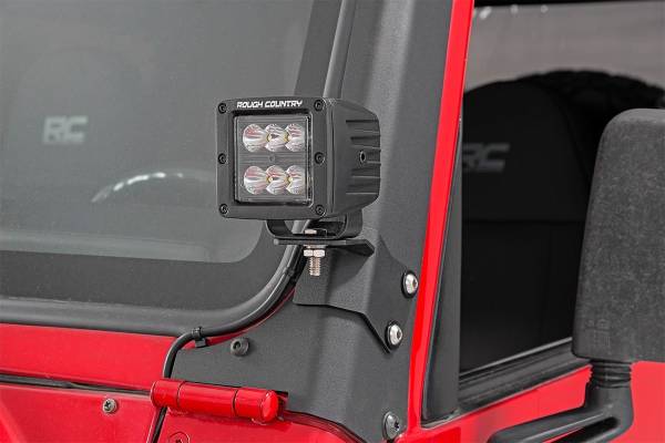 Rough Country - Jeep Lower A-Pillar Light Mounts 97-06 Wrangler TJ Rough Country