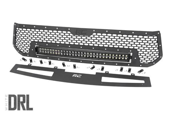 Rough Country - Toyota Mesh Grille w/30 Inch Dual Row Black Series LED w/Cool White DRL 14-17 Tundra Rough Country