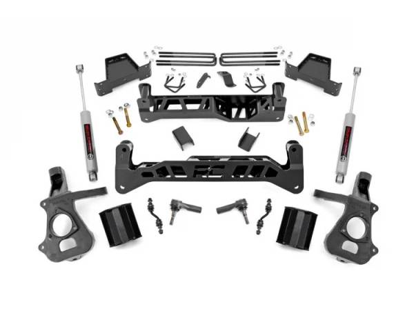 Rough Country - 7 Inch Suspension Lift Kit w/N3 14-18 Silverado/Sierra 1500 2WD Aluminum/Stamped Steel Rough Country