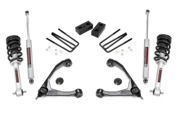 Rough Country - 3.5 Inch Suspension Lift Kit w/Upper Control Arms N3 Struts & Shocks 07-13 Silverado/Sierra 1500 2WD Rough Country