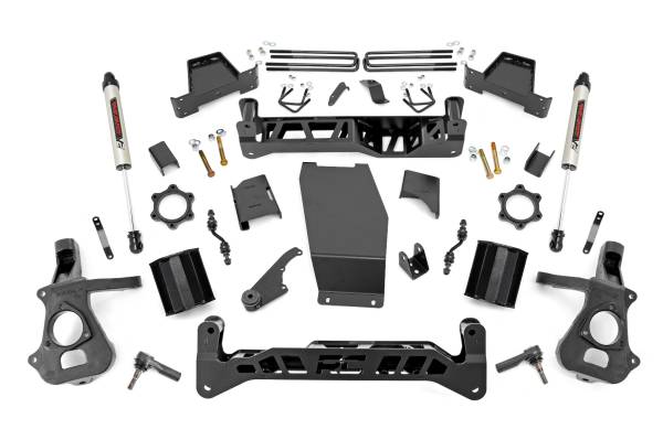 Rough Country - 7 Inch Suspension Lift Kit w/V2 Shocks 14-18 Silverado/Sierra 1500 4WD Aluminum/Stamped Steel Rough Country