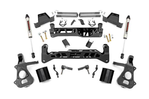 Rough Country - 7 Inch Suspension Lift Kit w/V2 14-18 Silverado/Sierra 1500 2WD Aluminum/Stamped Steel Rough Country