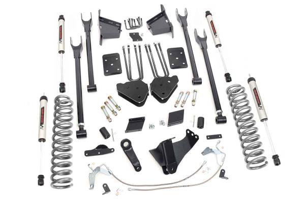 Rough Country - 6 Inch Suspension Lift Kit Rear Overload Springs 4-Link w/V2 Shocks 15-16 F-250 4WD Rough Country