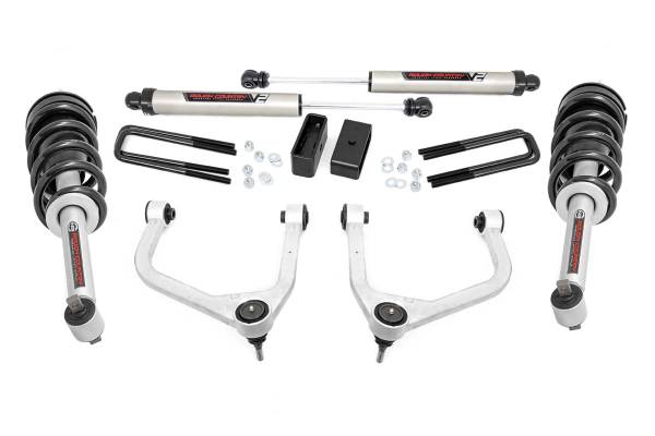 Rough Country - 3.5 Inch Suspension Lift Kit w/Forged Upper Control Arms, Loaded Struts & V2 Shocks 19-20 Silverado/Sierra 1500 4WD/2WD Rough Country