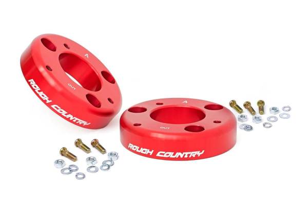 Rough Country - 2 Inch Leveling Billet Strut Extensions 14-21 F-150 Red Rough Country
