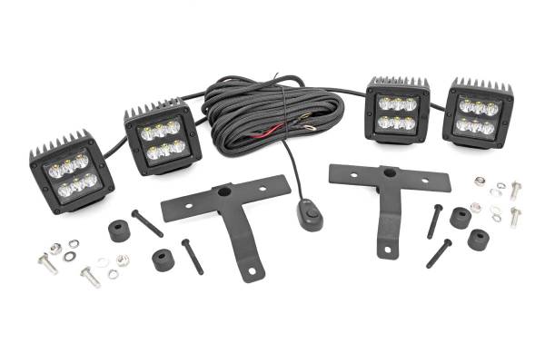 Rough Country - Jeep Quad LED Light Pod Kit -Black Series 18-20 JL/20 Gladiator Rough Country