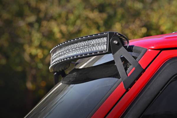 Rough Country - Jeep 50 Inch Curved LED Light Bar Upper Windshield Mounts 84-01 XJ Cherokee Rough Country