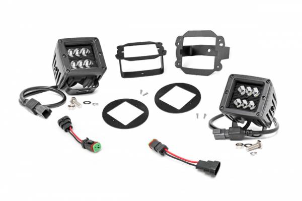 Rough Country - Jeep 2 Inch Cree LED Fog Light Kit Black Series 07-09 JK Wrangler Rough Country