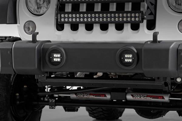 Rough Country - Jeep 2 Inch Cree LED Fog Light Kit Black Series 10-18 Wrangler JK Rough Country