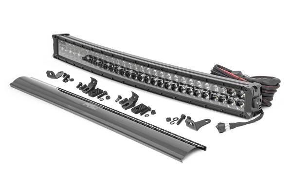 Rough Country - 30 Inch Curved CREE LED Light Bar Dual Row Black Series w/Amber DRL Rough Country