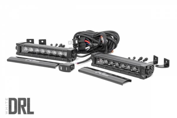 Rough Country - 8 Inch CREE LED Light Bar Single Row, Pair Black Series w/Cool White DRL Rough Country