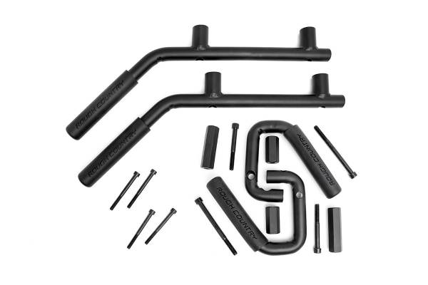 Rough Country - Jeep Solid Steel Grab Handle Set 07-18 Wrangler JK Black Rough Country
