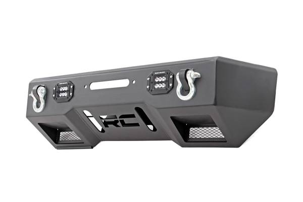 Rough Country - Jeep Front Stubby LED Winch Bumper Black Series JK, JL, Gladiator JT Rough Country