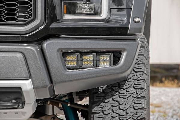 Rough Country - Ford Triple LED Fog Light Kit Black Series 17-19 F-150 Raptor Rough Country