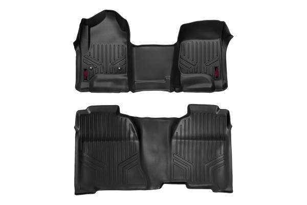 Rough Country - Heavy Duty Floor Mats Front/Rear W/Center 14-19 Silverado/Sierra 1500/2500 HD/3500 HD Crew Cab Rough Country