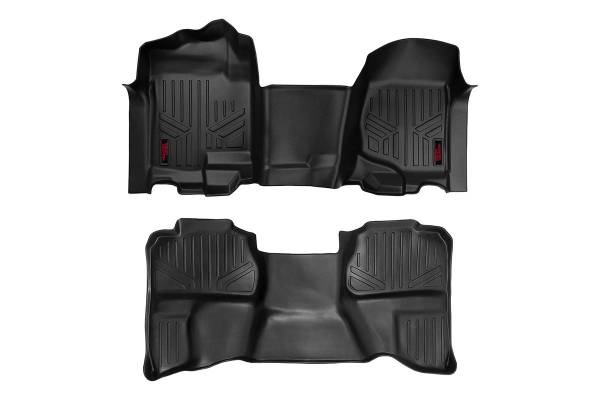 Rough Country - Heavy Duty Floor Mats Front/Rear-07-13 Silverado/Sierra 07-14 HD Ext. Cab Bench Seat Rough Country