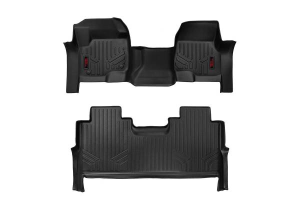 Rough Country - Heavy Duty Floor Mats Front/Rear-17-20 Ford Super Duty Crew Cab Bench Seats Rough Country