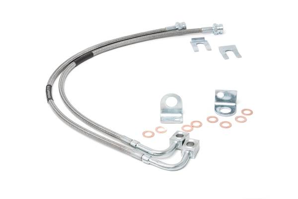 Rough Country - Jeep Rear Stainless Steel Brake Lines 4.0-6.0 Inch 07-18 Wrangler JK Rough Country