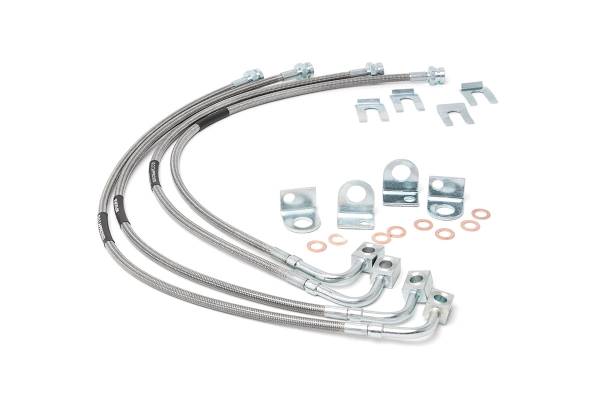Rough Country - Jeep Front and Rear Stainless Steel Brake Lines 4.0-6.0 Inch Lifts 07-18 Wrangler JK Rough Country