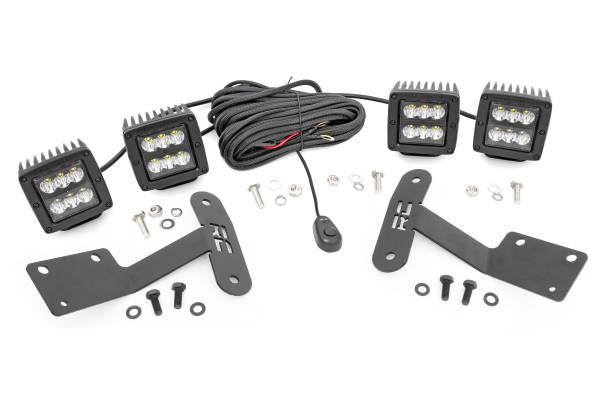 Rough Country - Toyota 2-inch LED Lower Windshield Ditch Kit (14-20 Tundra Black Series Spot Pattern) Rough Country