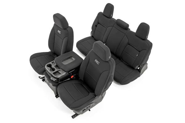 Rough Country - GM Neoprene Seat Covers Front and Rear w/ Back Storage Black 19-21 Chevrolet Silverado 1500 Rough Country