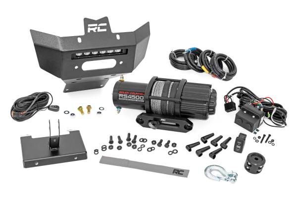 Rough Country - Winch Bumper 4500-Lb Winch Black Series LED 6 Inch Light 13-21 Can-Am Renegade Rough Country