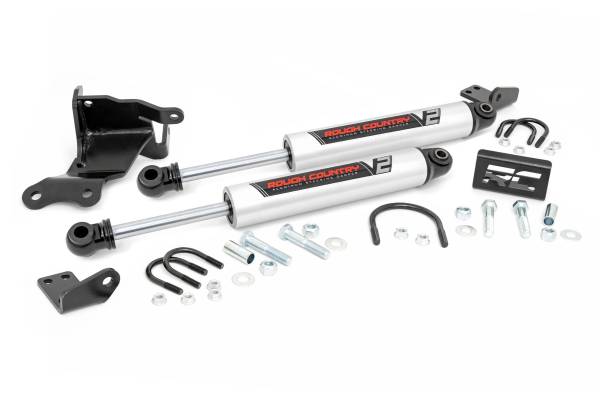 Rough Country - V2 Steering Stabilizer Dual 20-22 Jeep Gladiator JT/18-22 Wrangler JL Rough Country