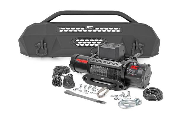 Rough Country - Front Bumper Hybrid 12000-Lb Pro Series Winch Synthetic Rope 16-22 Toyota Tacoma Rough Country