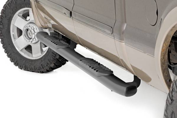 Rough Country - Oval Nerf Step Crew Cab Black Ford Super Duty 2WD/4WD (99-16) Rough Country