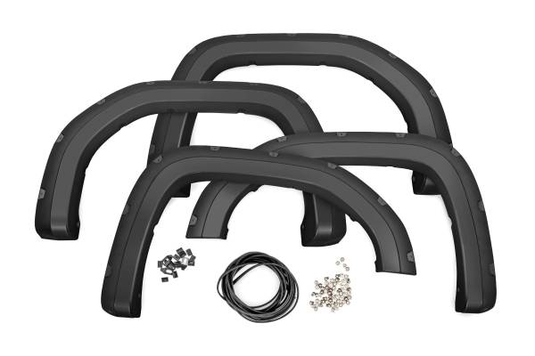 Rough Country - Traditional Pocket Fender Flares Flat Black GMC Sierra 1500 2WD/4WD (19-23) Rough Country