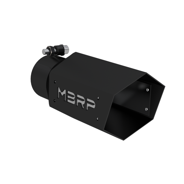 MBRP - Universal 4 Inch Hexagon Shaped 3 Inch ID Inlet 10 Inch Assembled Stainless Hardware MBRP Armor BLK Exhaust Tip MBRP