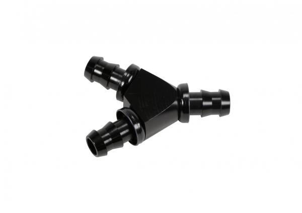 Fleece Performance - 1/2 Inch Black Anodized Aluminum Y Barbed Fitting (For -8 Pushlock Hose) Fleece Performance