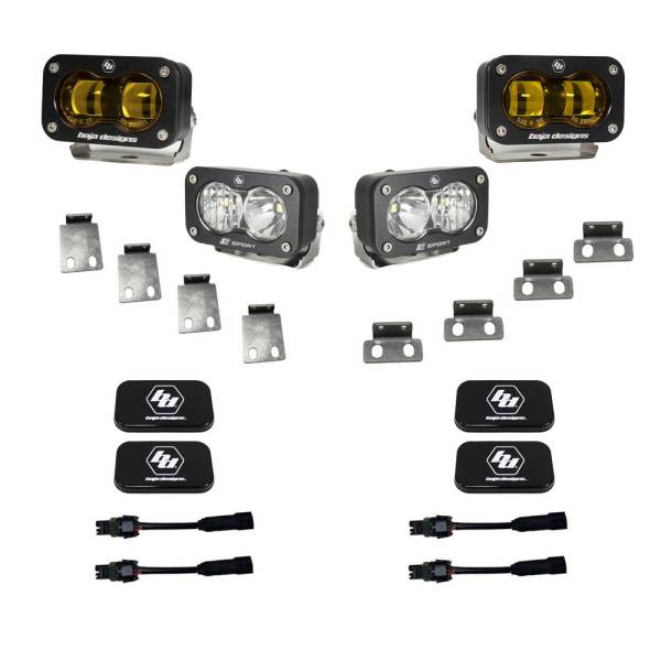 Baja Designs - S2 SAE Amber/S2 Sport Fog Pocket Kit Fits 21-On Ford Raptor Baja Designs