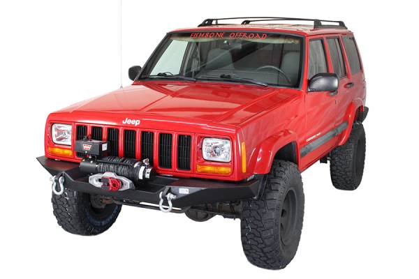 Fishbone Offroad - Cherokee XJ Front Winch Bumper W/O Grille Guard Bullhead Steel Black Textured Powdercoat Fishbone Offroad