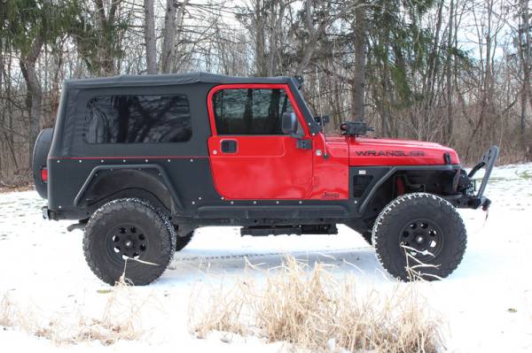 Fishbone Offroad - Jeep TJ Tube Fender Set Of 4 Front and Rear 97-06 Wrangler TJ Steel Black Textured Powdercoat Fishbone Offroad