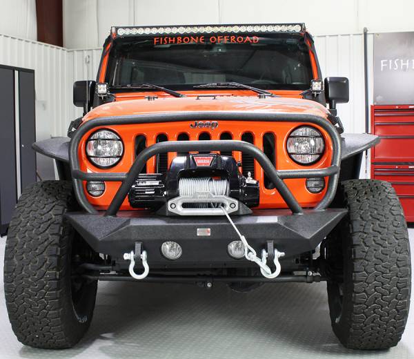 Fishbone Offroad - Jeep JK Front Winch Bumper W/Grille Guard 07-18 Wrangler JK Manowar Series Fishbone Offroad