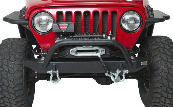 Fishbone Offroad - Jeep TJ Front Bumper W/Winch Guard 97-06 Wrangler TJ Rubicon and Unlimited Steel Black Textured Powdercoat Piranha Series Fishbone Offroad