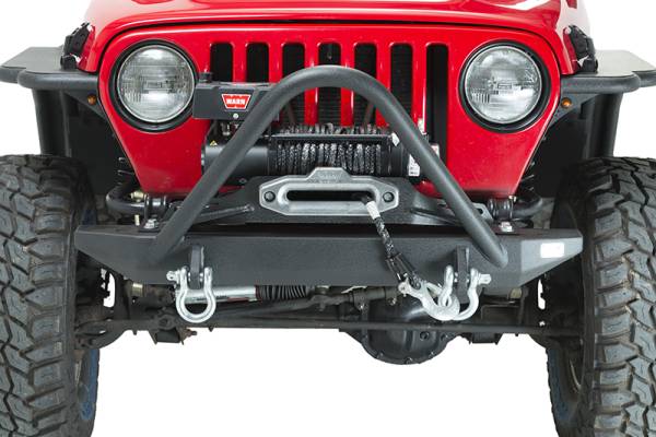 Fishbone Offroad - Jeep TJ Front Bumper W/Stinger 97-06 Wrangler TJ Rubicon and Unlimited Steel Black Textured Powdercoat Piranha Series Fishbone Offroad