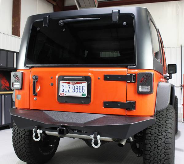 Fishbone Offroad - Jeep JK Rear Bumper 07-18 Wrangler JK Rubicon and Unlimited Steel Black Textured Powdercoat Manowar Series Fishbone Offroad